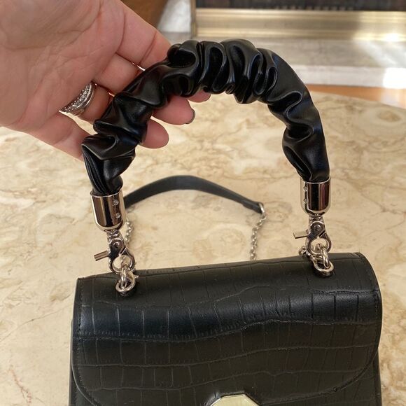 Convertible Two-Way Faux Croc Embossed Leather Shoulder / Hand Bag As New - Picture 2 of 12